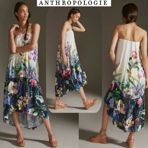 Anthropologie Strapless Floral High-Low Dress NWT